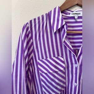 Express City Shirt in Purple Stripe Size M